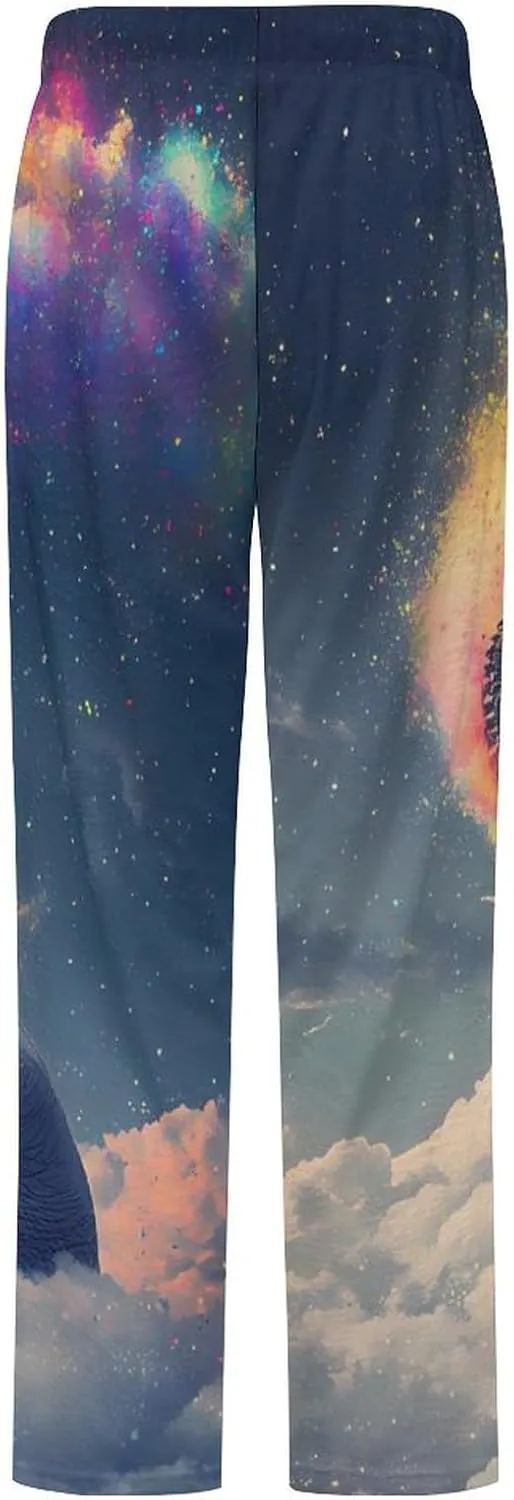 Colorful Star Gray Elephant Women's Pajama Pants Fleece Warm Pj Bottoms Sleepwear Lounge Pants Loungewear