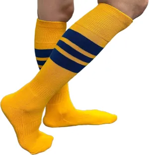 COUVER Men's Cushioned Knee High Sports Striped Socks