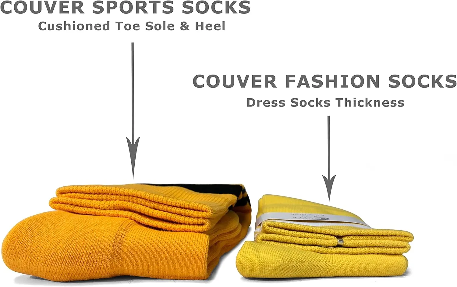 COUVER Men's Cushioned Knee High Sports Striped Socks