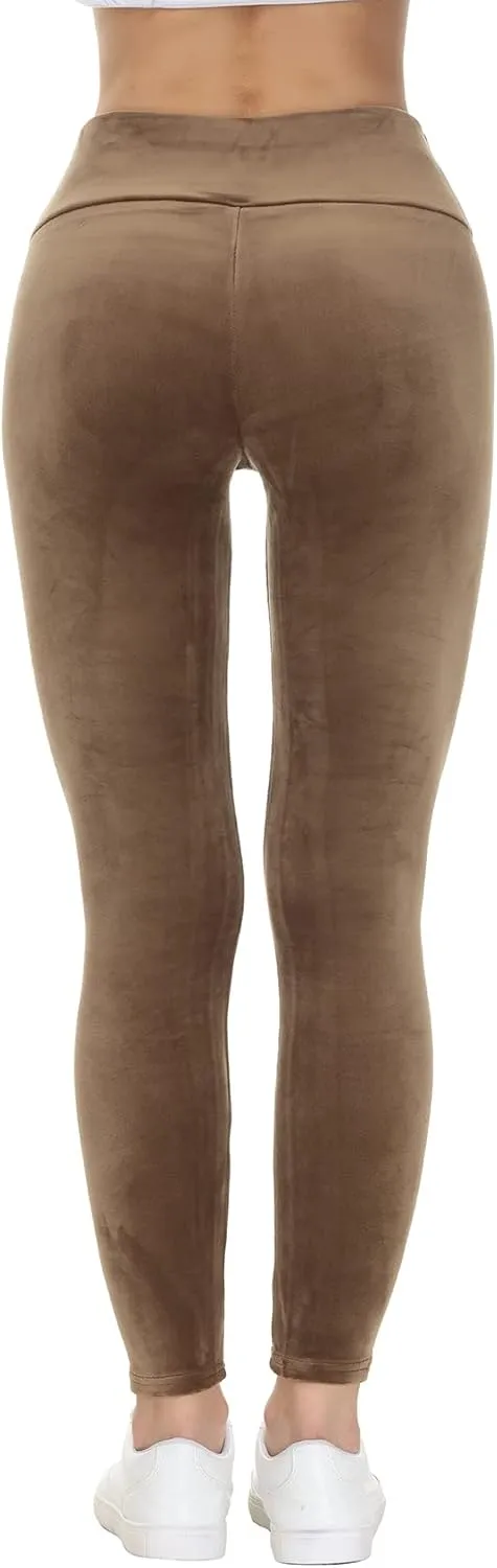COZZIPLUS Women Velour Legging- High Waisted Buttery Soft Velvet Stretchy Legging