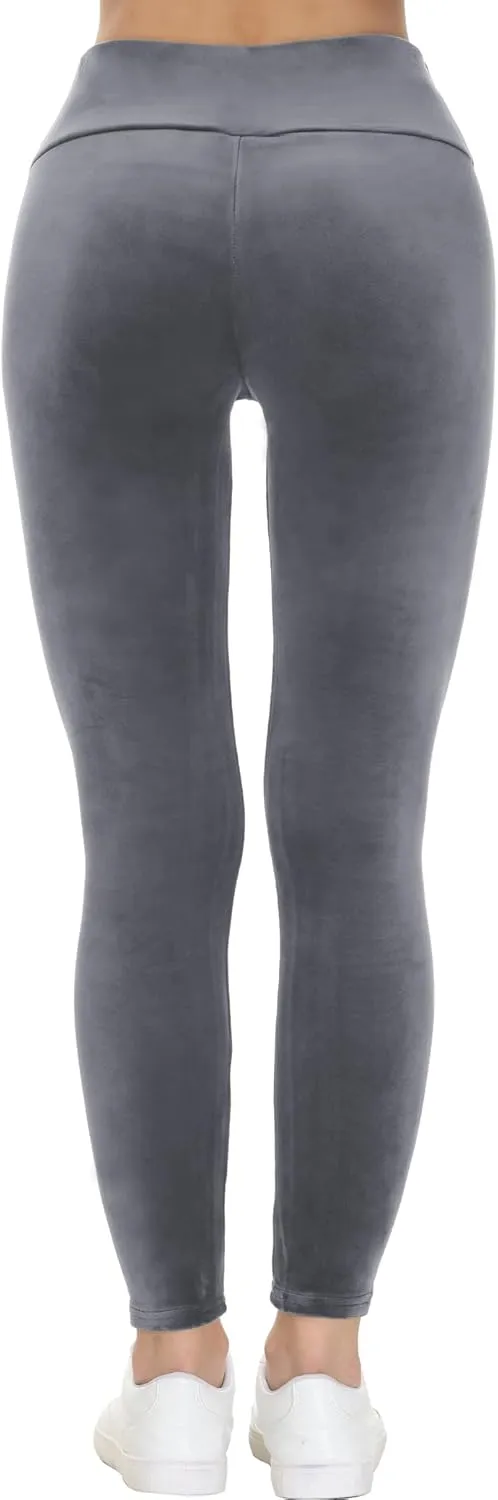 COZZIPLUS Women Velour Legging- High Waisted Buttery Soft Velvet Stretchy Legging
