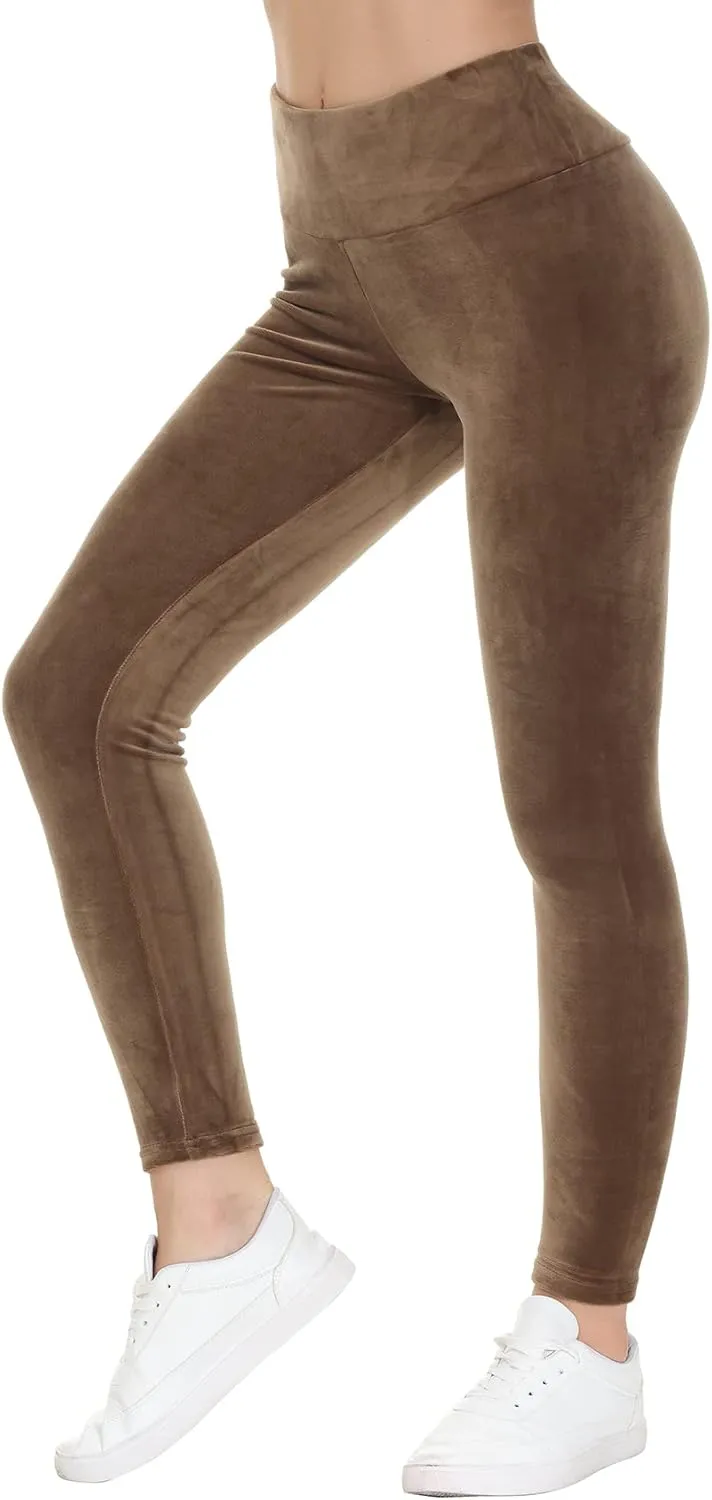 COZZIPLUS Women Velour Legging- High Waisted Buttery Soft Velvet Stretchy Legging