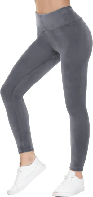 COZZIPLUS Women Velour Legging- High Waisted Buttery Soft Velvet Stretchy Legging