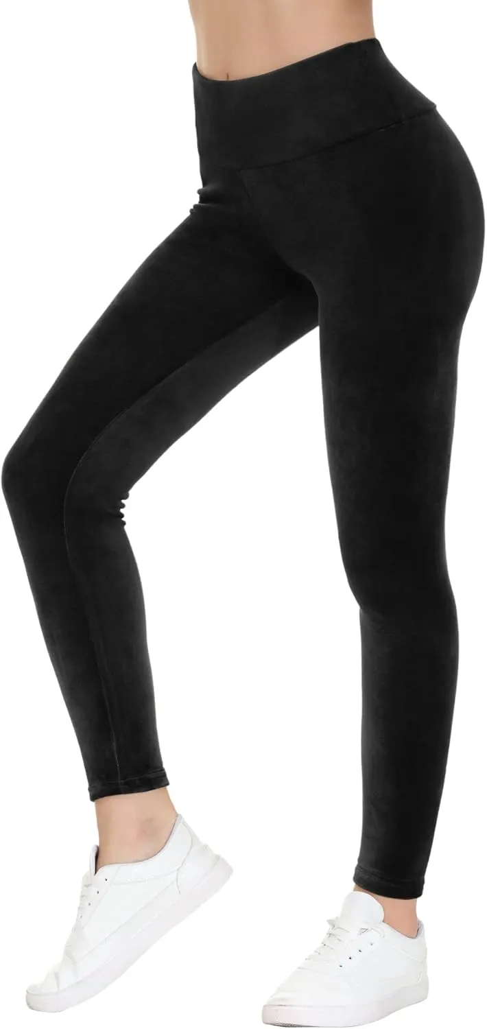 COZZIPLUS Women Velour Legging- High Waisted Buttery Soft Velvet Stretchy Legging
