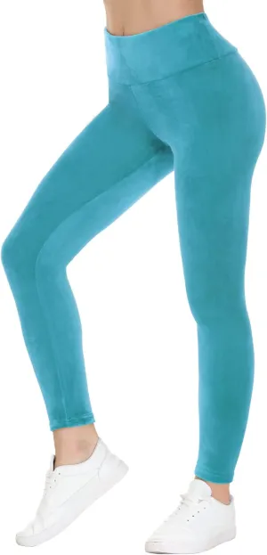 COZZIPLUS Women Velour Legging- High Waisted Buttery Soft Velvet Stretchy Legging