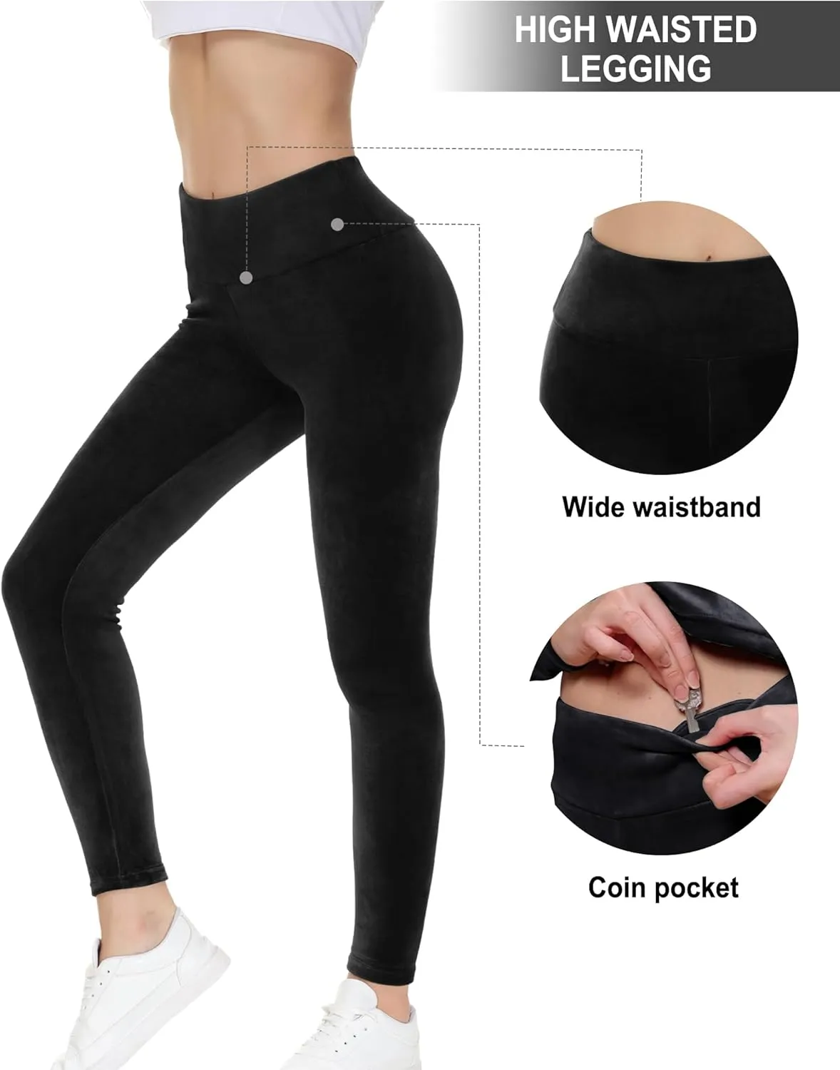 COZZIPLUS Women Velour Legging- High Waisted Buttery Soft Velvet Stretchy Legging