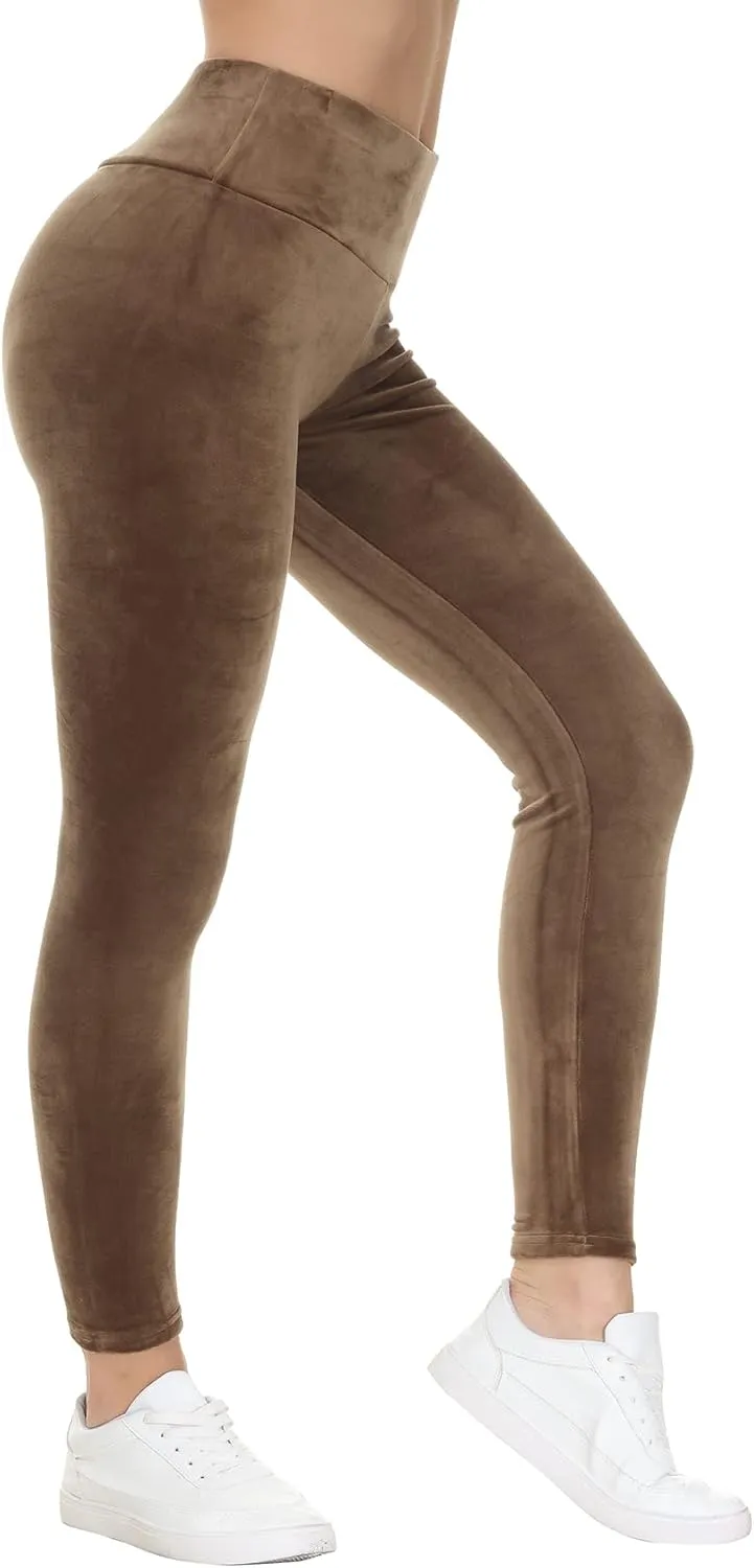 COZZIPLUS Women Velour Legging- High Waisted Buttery Soft Velvet Stretchy Legging