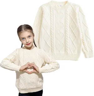 Curipeer Toddler Girls Knit Sweater Long Sleeve Crewneck Solid Pullover Knit Tops