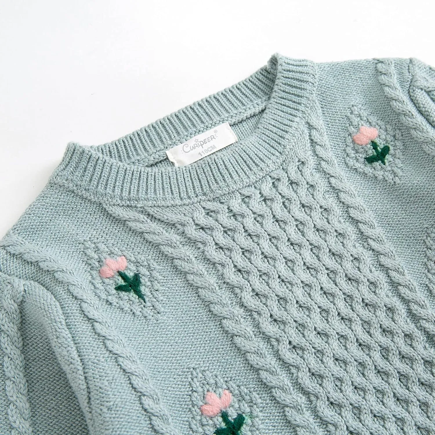 Curipeer Toddler Girls Knit Sweater Long Sleeve Crewneck Solid Pullover Knit Tops