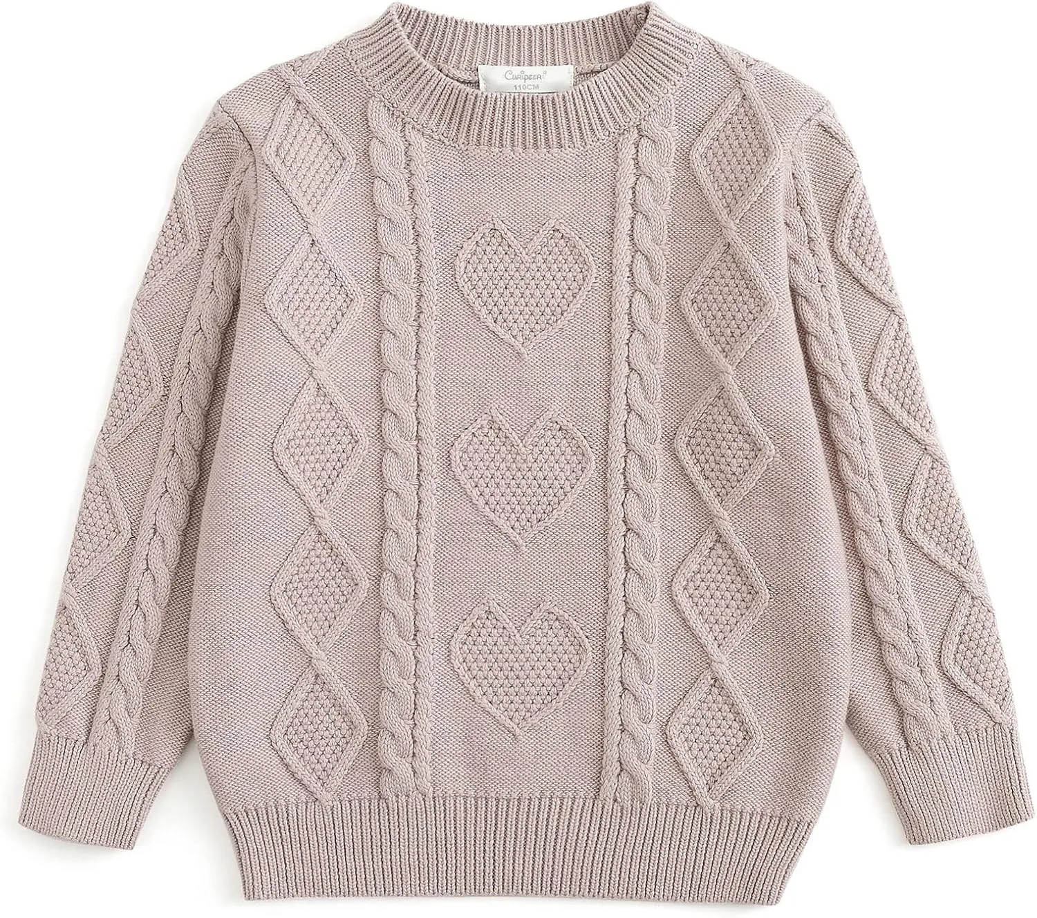 Curipeer Toddler Girls Knit Sweater Long Sleeve Crewneck Solid Pullover Knit Tops