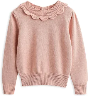 Curipeer Toddler Girls Knit Sweater Long Sleeve Crewneck Solid Pullover Knit Tops