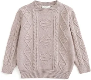 Curipeer Toddler Girls Knit Sweater Long Sleeve Crewneck Solid Pullover Knit Tops