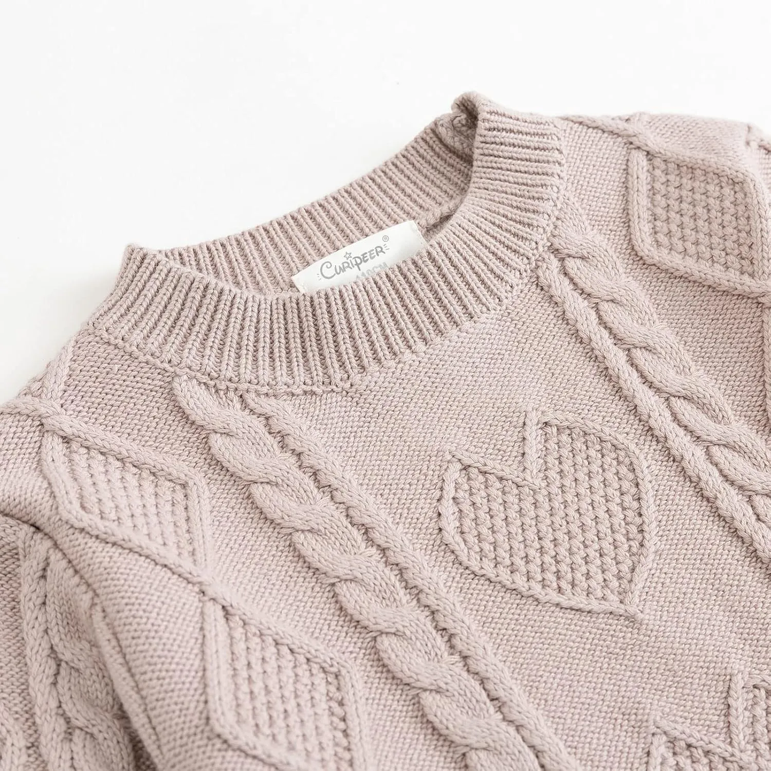 Curipeer Toddler Girls Knit Sweater Long Sleeve Crewneck Solid Pullover Knit Tops