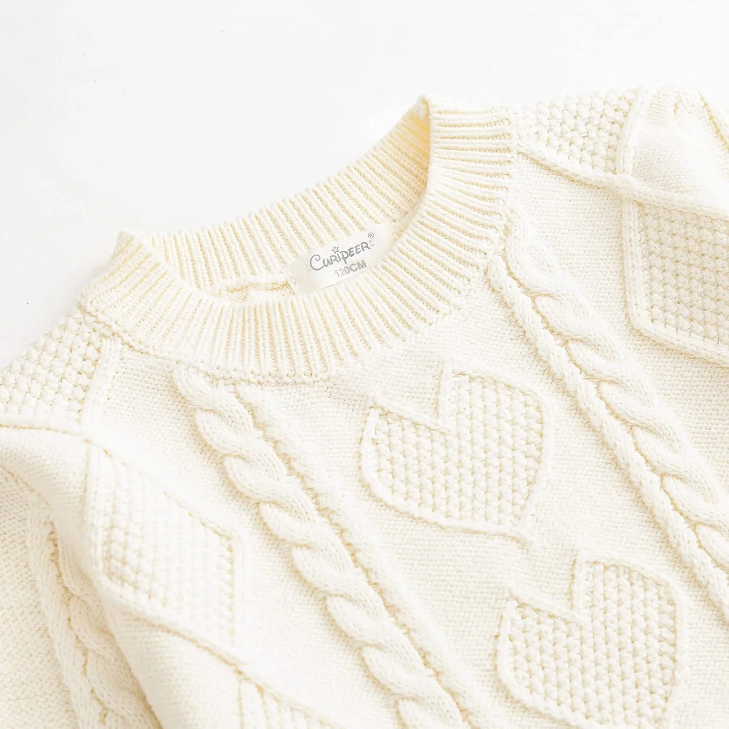 Curipeer Toddler Girls Knit Sweater Long Sleeve Crewneck Solid Pullover Knit Tops