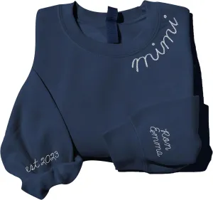 Custom Crewneck Sweatshirt, Embroidered Hoodie, Mimi Sweatshirt, Custom Grandma Sweatshirt, Custom Embroidered Sweatshirt, Grandma Shirt, Custom Sweatshirt, Embroidered Sweatshirt, Mimi Shirt