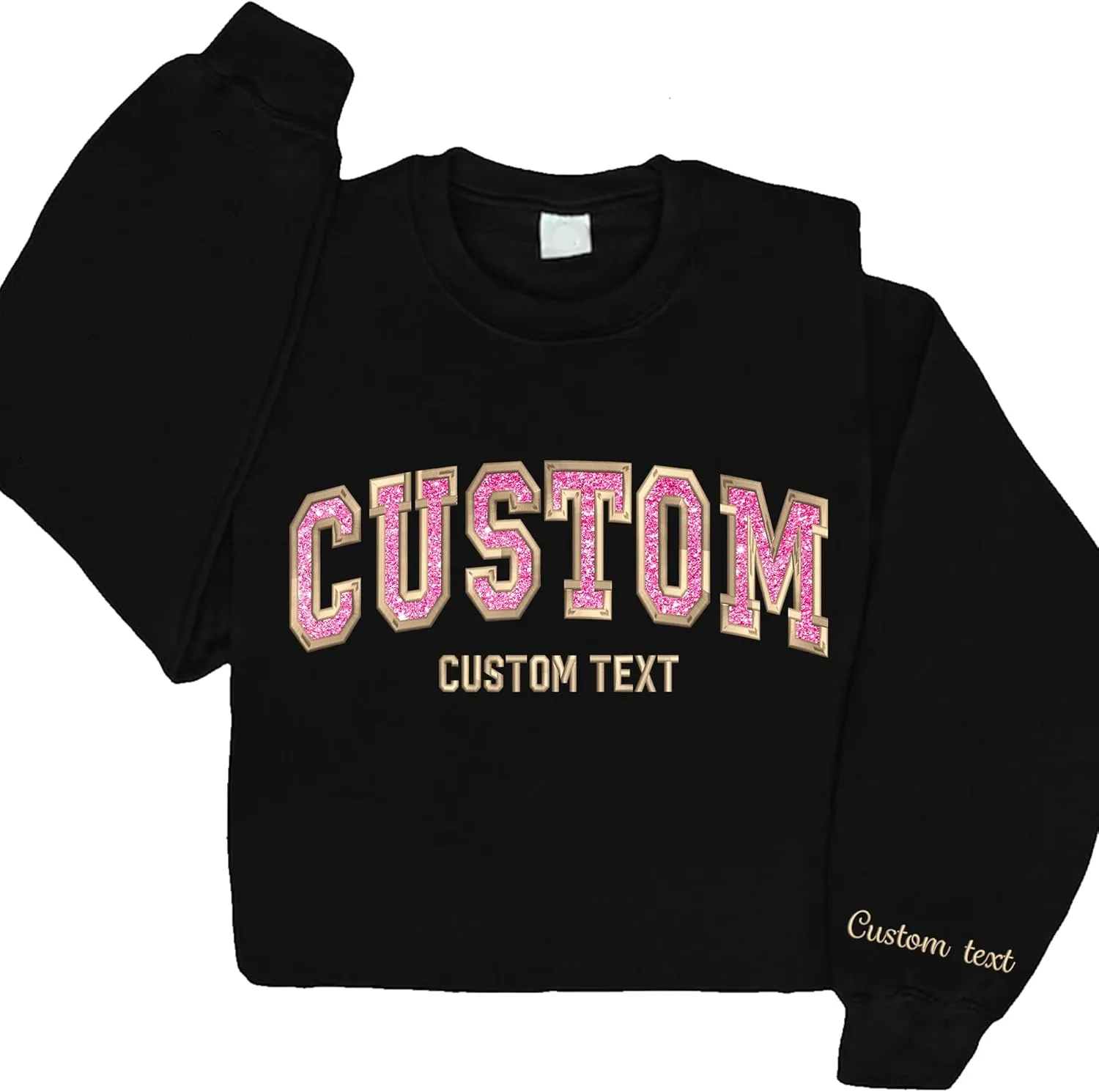 Custom Sweatshirt Embroidered, Personalized Embroidered Glitter Sweatshirts, Add Your Own Custom Text Sweatshirt, Custom Embroidered Crewneck Sweatshirt, Mothers Day, Christmas A