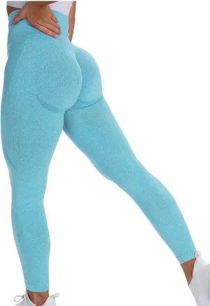 DASAYO High-Waisted Yoga Leggings for Women Solid Color Scrunch Butt Lifting Compression Gym Sports Pants