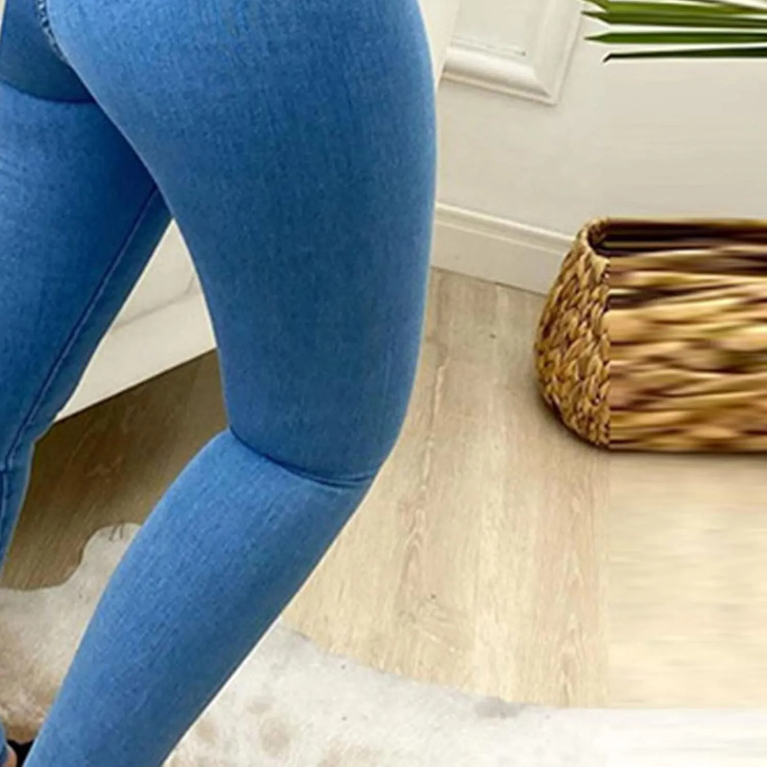 DGHM-JLMY Women's High Waist Elastic Casual Belt Jeans Work Pants Stretchy Trouser with Belt Solid Comfy Slim Fit Pencil Pant