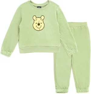 Disney Junior Lightweight Ribbed Velour Sweatshirt and Jogger Pants Outfit Set Infant to Big Kid Sizes (12 Months - 14-16)