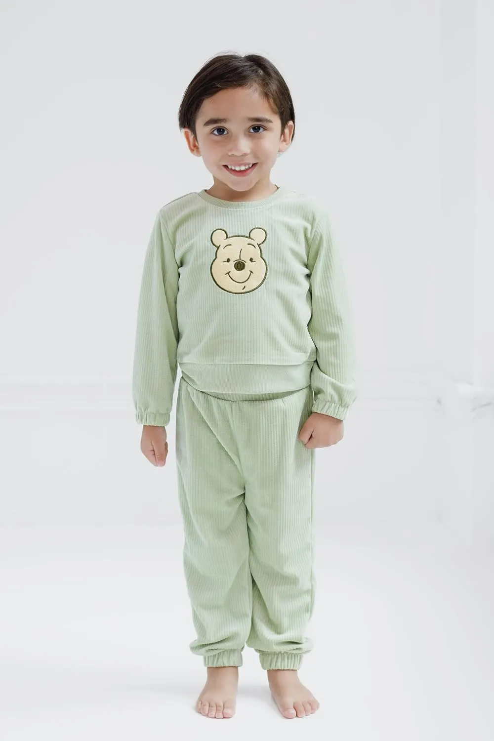Disney Junior Lightweight Ribbed Velour Sweatshirt and Jogger Pants Outfit Set Infant to Big Kid Sizes (12 Months - 14-16)