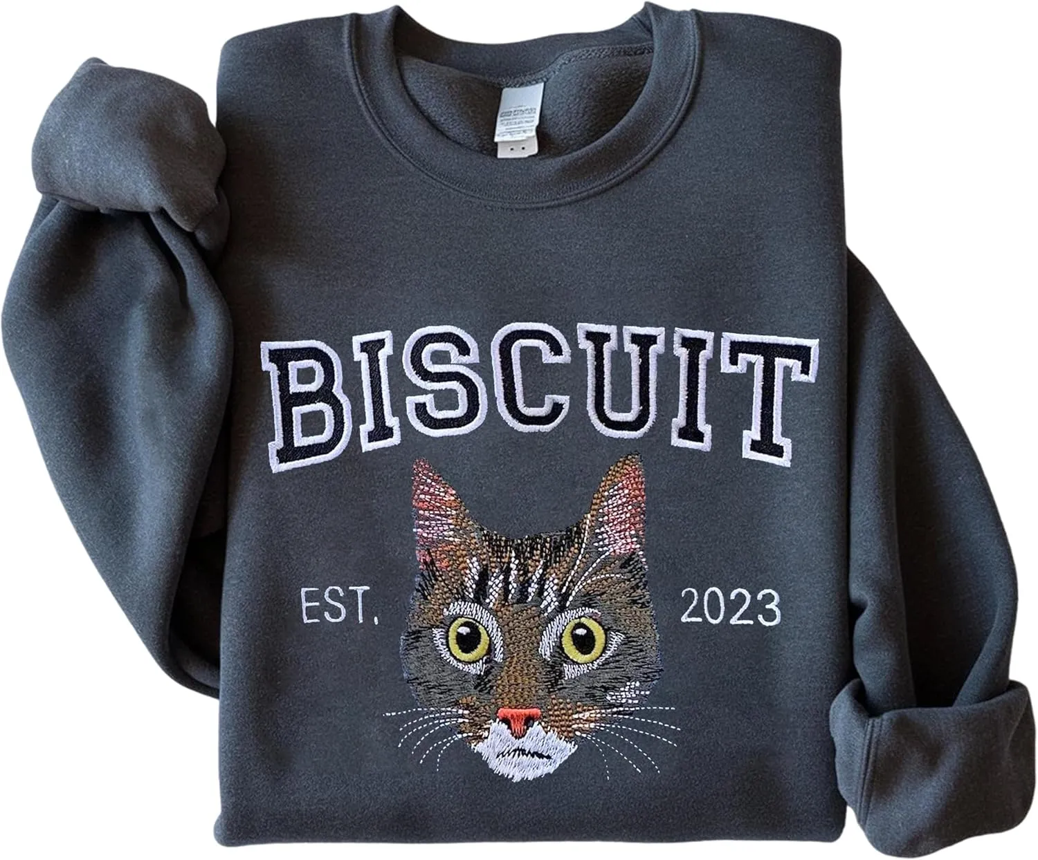 Embroidered Cat Mom Sweatshirt, Custom Cat Gifts For Women, Mama Shirt, Embroidered Hoodie