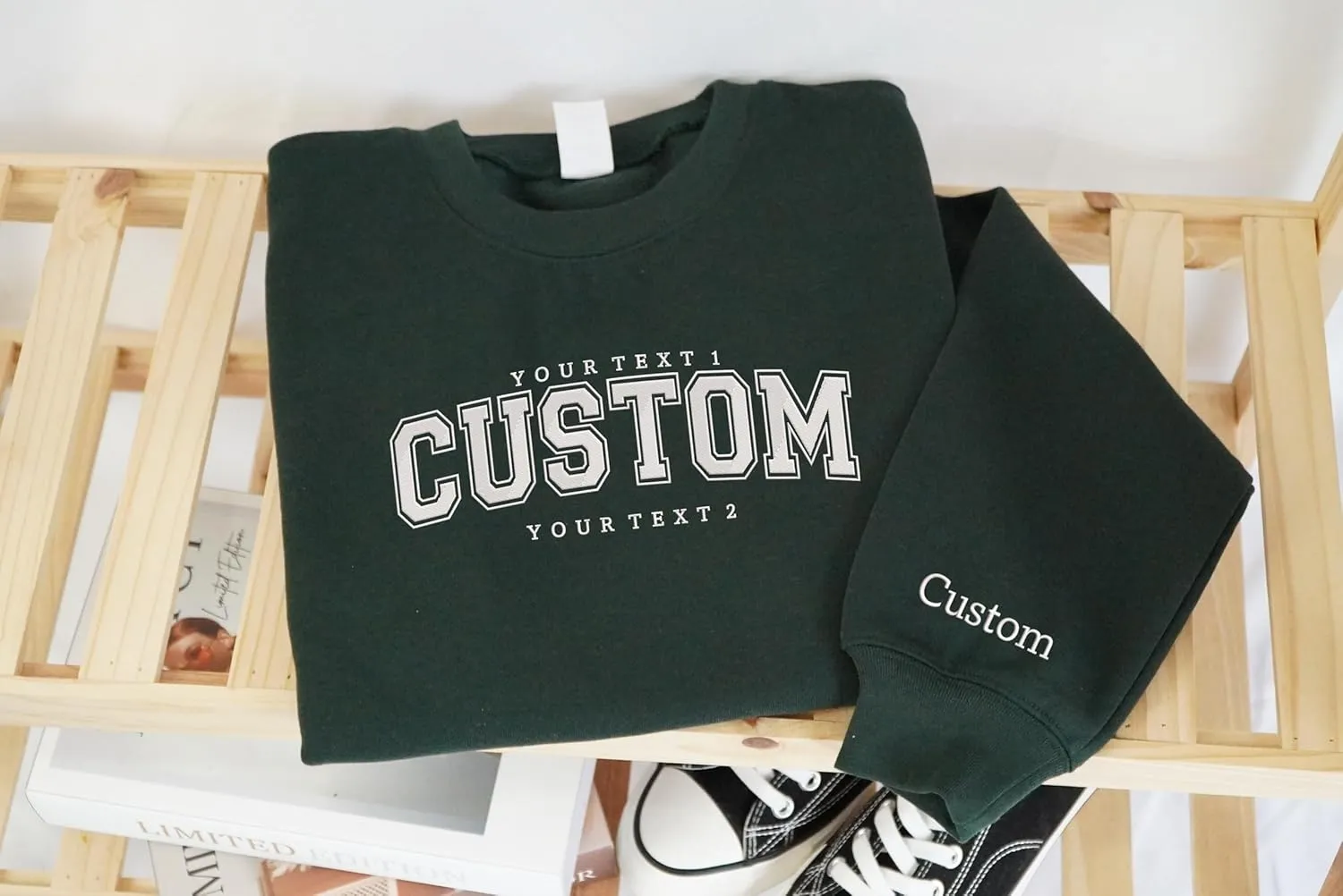 Embroidered Custom Text Shirt, Design On Your Own Sweatshirt, Personalized Embroidered Hoodies, Christmas Sweater