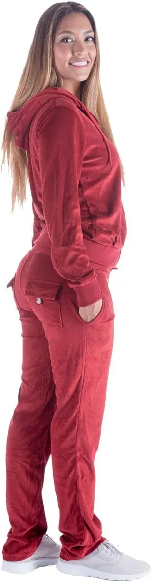 Facitisu Tracksuit for Women Set 2 Piece Joggers Velour Jogging Sweat Outfits Hoodie and Sweatpants Set