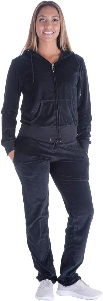 Facitisu Tracksuit for Women Set 2 Piece Joggers Velour Jogging Sweat Outfits Hoodie and Sweatpants Set