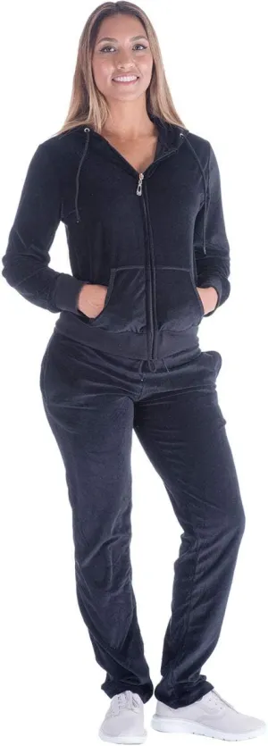 Facitisu Tracksuit for Women Set 2 Piece Joggers Velour Jogging Sweat Outfits Hoodie and Sweatpants Set