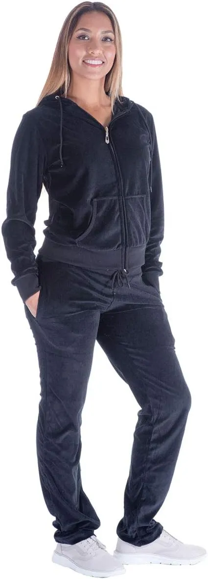 Facitisu Tracksuit for Women Set 2 Piece Joggers Velour Jogging Sweat Outfits Hoodie and Sweatpants Set