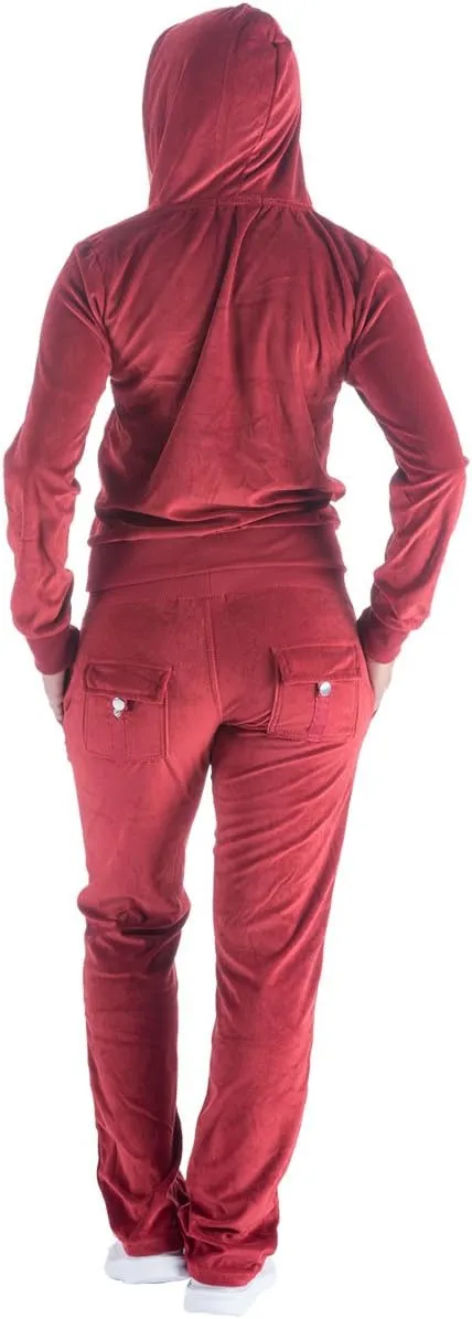 Facitisu Tracksuit for Women Set 2 Piece Joggers Velour Jogging Sweat Outfits Hoodie and Sweatpants Set