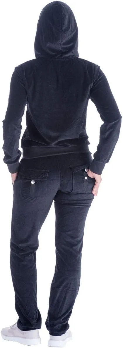 Facitisu Tracksuit for Women Set 2 Piece Joggers Velour Jogging Sweat Outfits Hoodie and Sweatpants Set