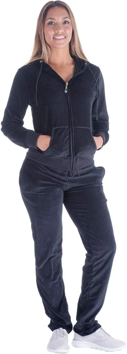 Facitisu Tracksuit for Women Set 2 Piece Joggers Velour Jogging Sweat Outfits Hoodie and Sweatpants Set