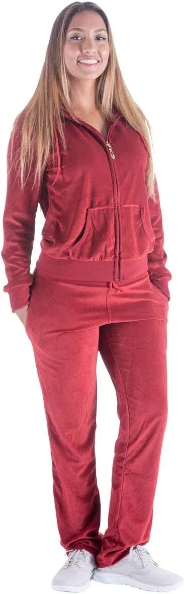 Facitisu Tracksuit for Women Set 2 Piece Joggers Velour Jogging Sweat Outfits Hoodie and Sweatpants Set