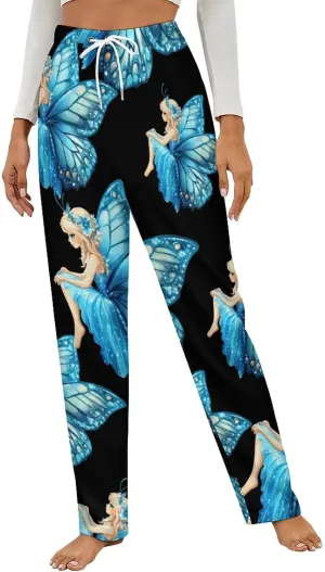 Fairy Butterfly Women's Pajama Pants Fleece Warm Pj Bottoms Sleepwear Lounge Pants Loungewear