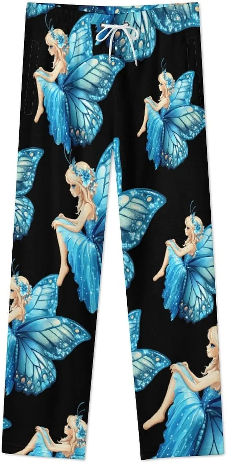 Fairy Butterfly Women's Pajama Pants Fleece Warm Pj Bottoms Sleepwear Lounge Pants Loungewear