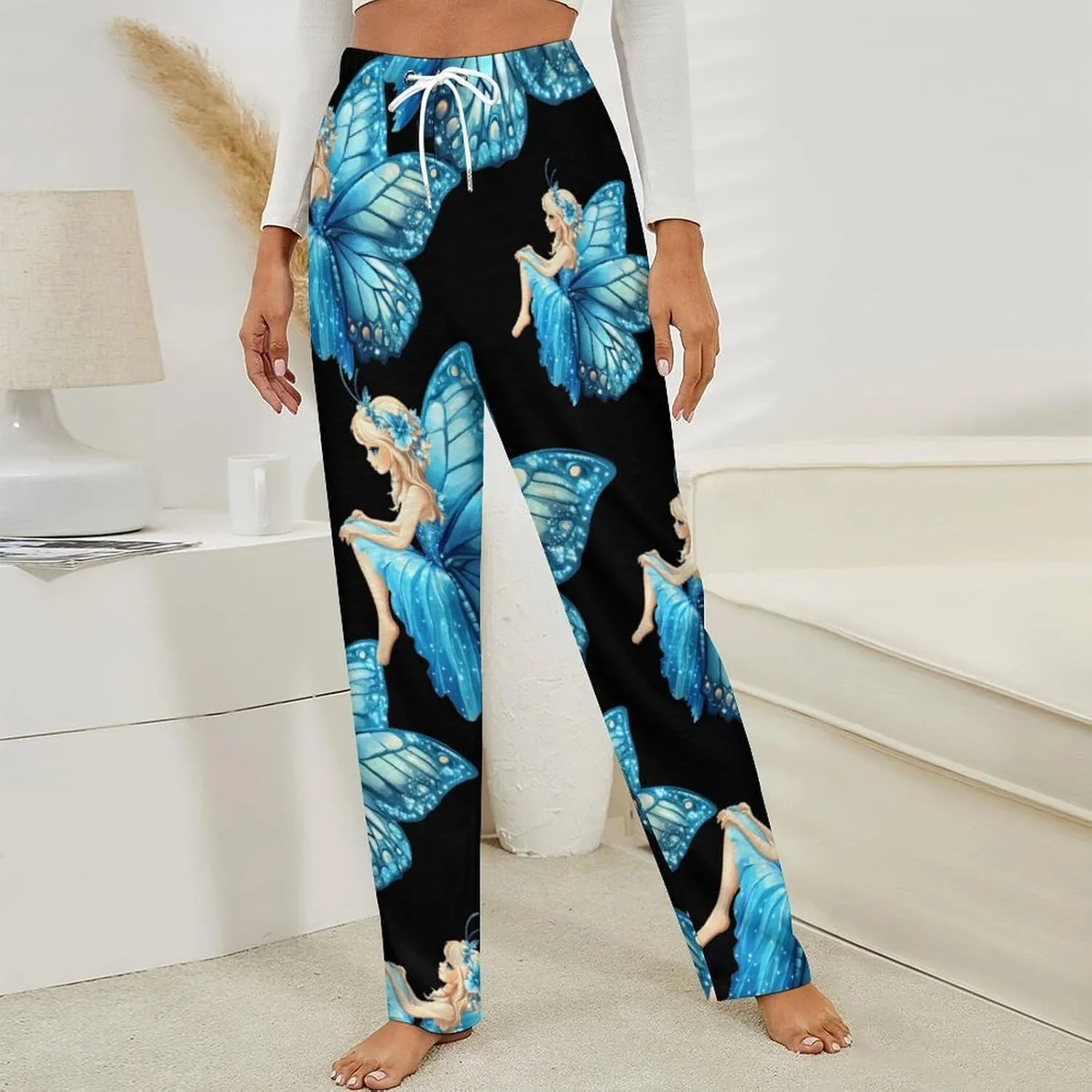 Fairy Butterfly Women's Pajama Pants Fleece Warm Pj Bottoms Sleepwear Lounge Pants Loungewear