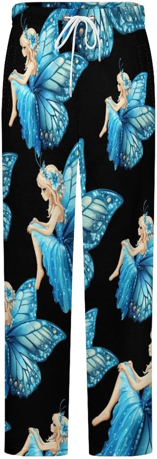 Fairy Butterfly Women's Pajama Pants Fleece Warm Pj Bottoms Sleepwear Lounge Pants Loungewear