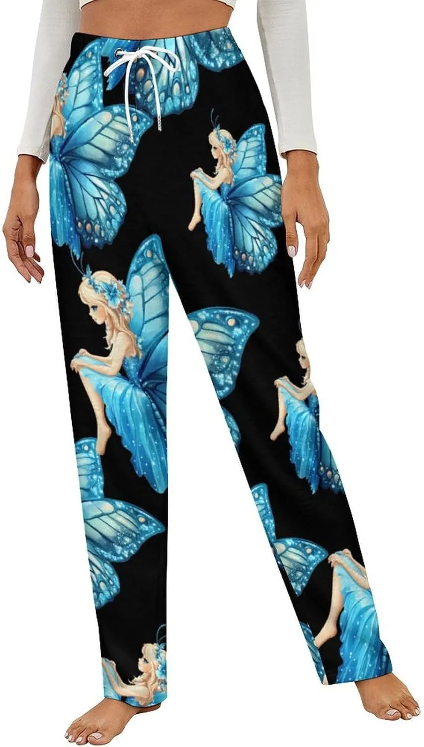 Fairy Butterfly Women's Pajama Pants Fleece Warm Pj Bottoms Sleepwear Lounge Pants Loungewear