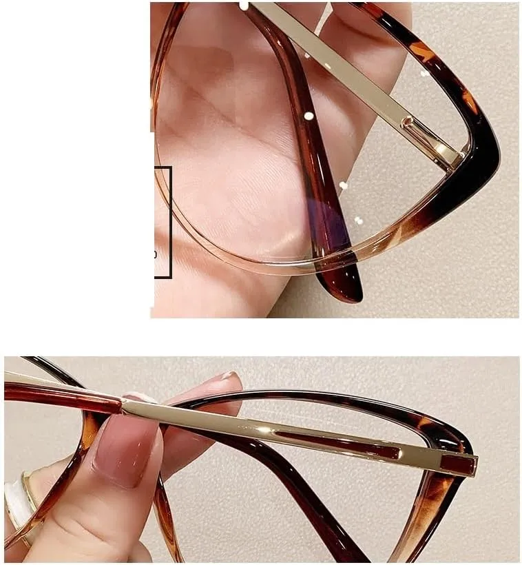 Fatigue Relieve Reading Glasses Women Blue Light Blocking Eyeglasses Large Computer Readers Cateye Flat Light Mirror (Color : Gray, Size :  150)