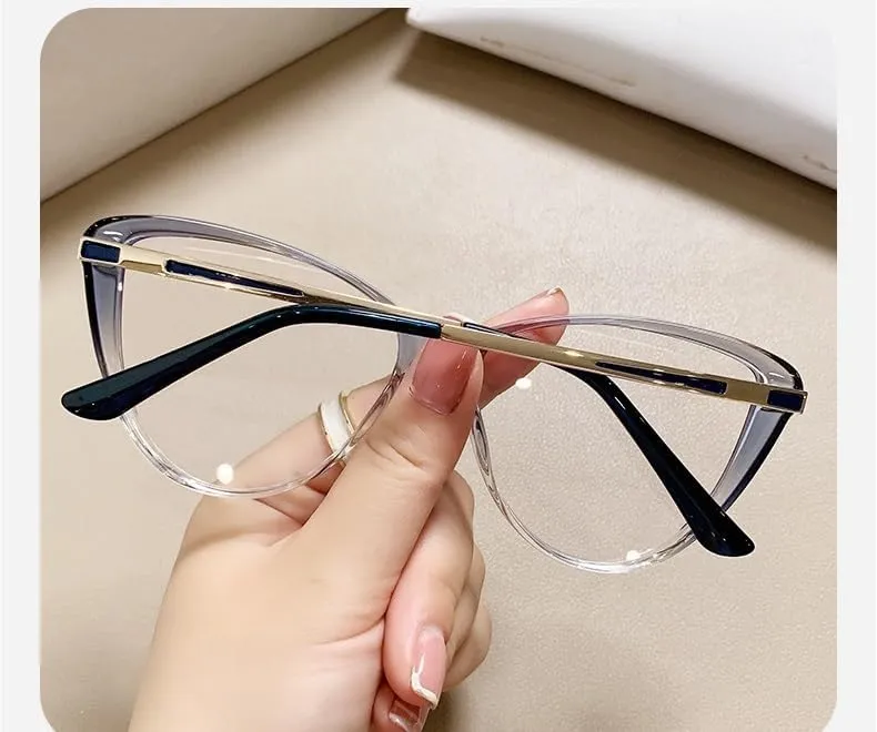 Fatigue Relieve Reading Glasses Women Blue Light Blocking Eyeglasses Large Computer Readers Cateye Flat Light Mirror (Color : Gray, Size :  150)
