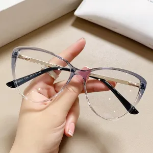 Fatigue Relieve Reading Glasses Women Blue Light Blocking Eyeglasses Large Computer Readers Cateye Flat Light Mirror (Color : Gray, Size :  150)
