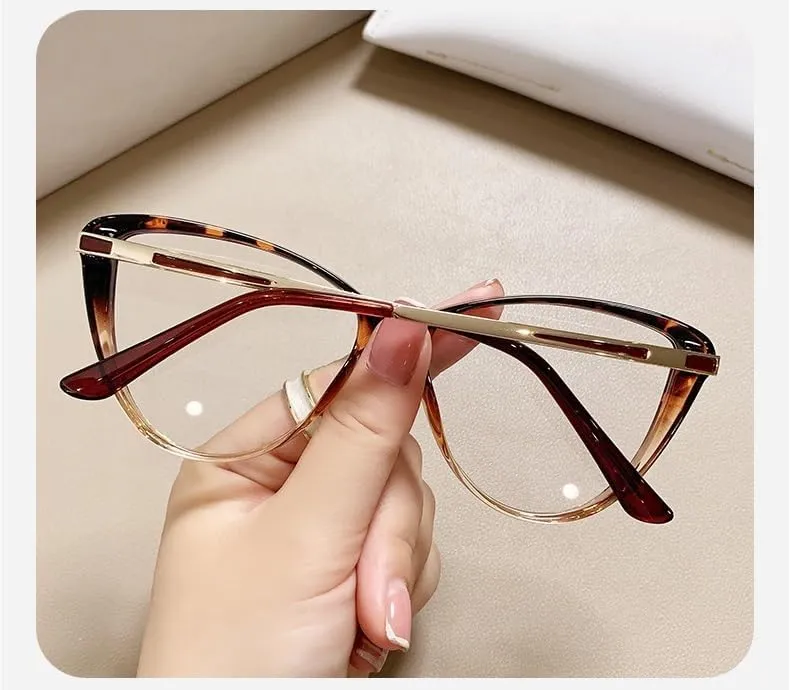 Fatigue Relieve Reading Glasses Women Blue Light Blocking Eyeglasses Large Computer Readers Cateye Flat Light Mirror (Color : Hawksbill, Size :  150)