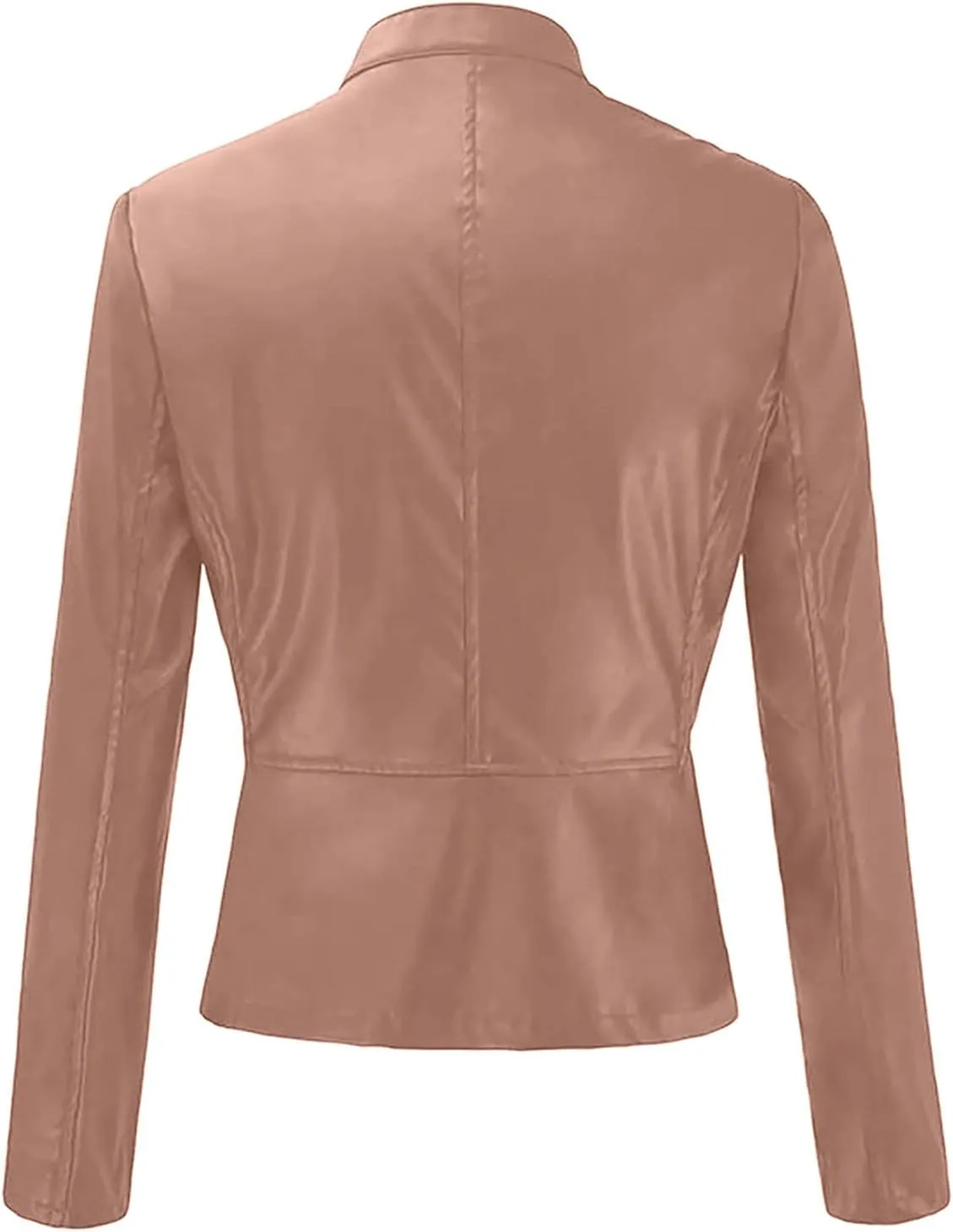 Faux Leather Jacket Women Fashion Motorcycle Jacket Lightweight Zip Up Cropped Jackets Slim Pu Coat Moto Biker Jacket