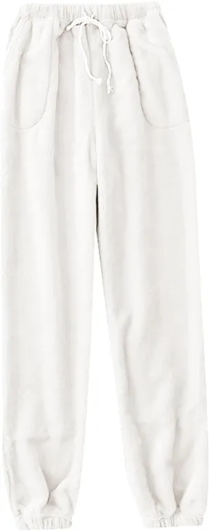 Flannel Pajama Pants Women Casual Comfy Fuzzy Pj Pants with Pockets Drawstring Waist Lounge Pants Sleepwear Pants