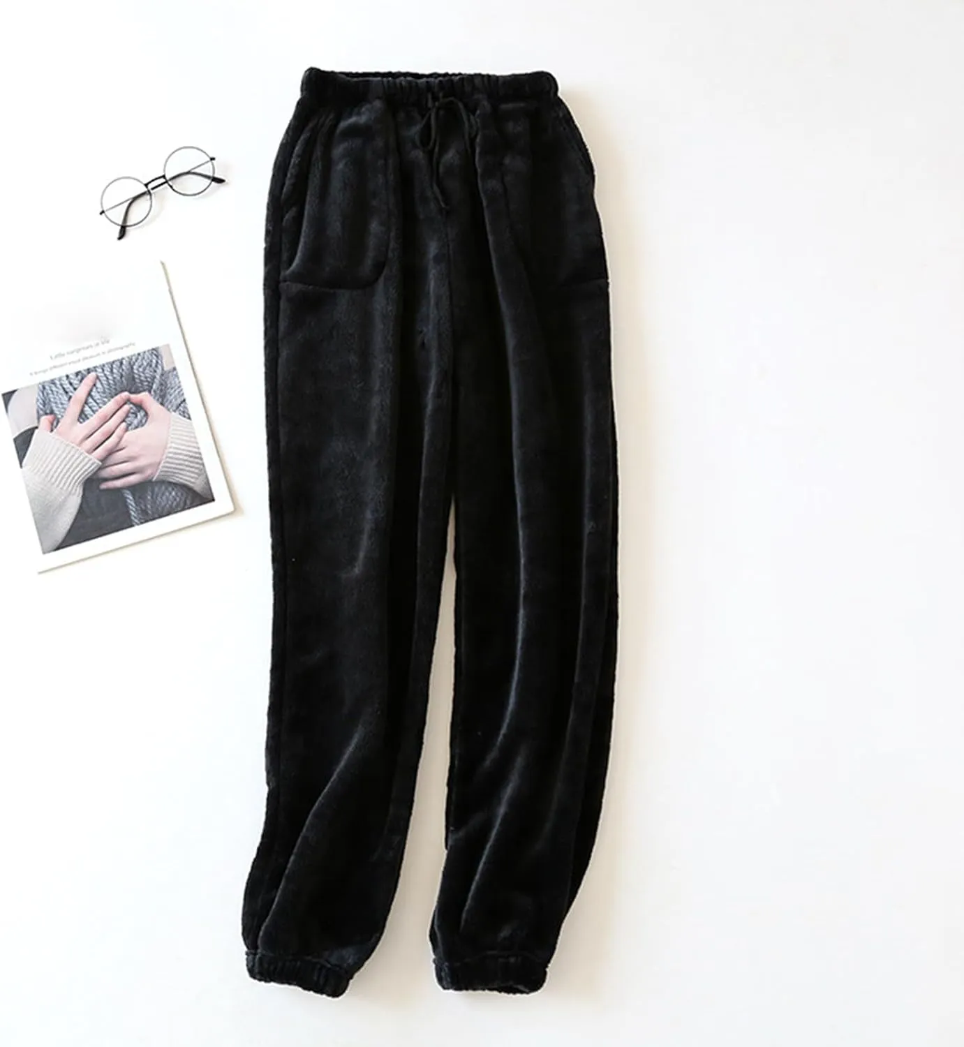 Flannel Pajama Pants Women Casual Comfy Fuzzy Pj Pants with Pockets Drawstring Waist Lounge Pants Sleepwear Pants