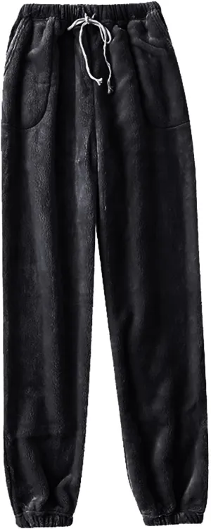 Flannel Pajama Pants Women Casual Comfy Fuzzy Pj Pants with Pockets Drawstring Waist Lounge Pants Sleepwear Pants
