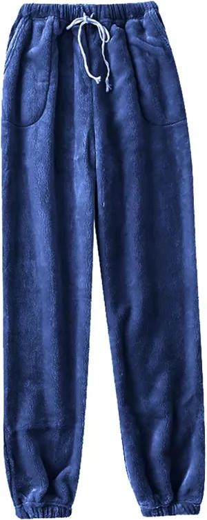 Flannel Pajama Pants Women Casual Comfy Fuzzy Pj Pants with Pockets Drawstring Waist Lounge Pants Sleepwear Pants