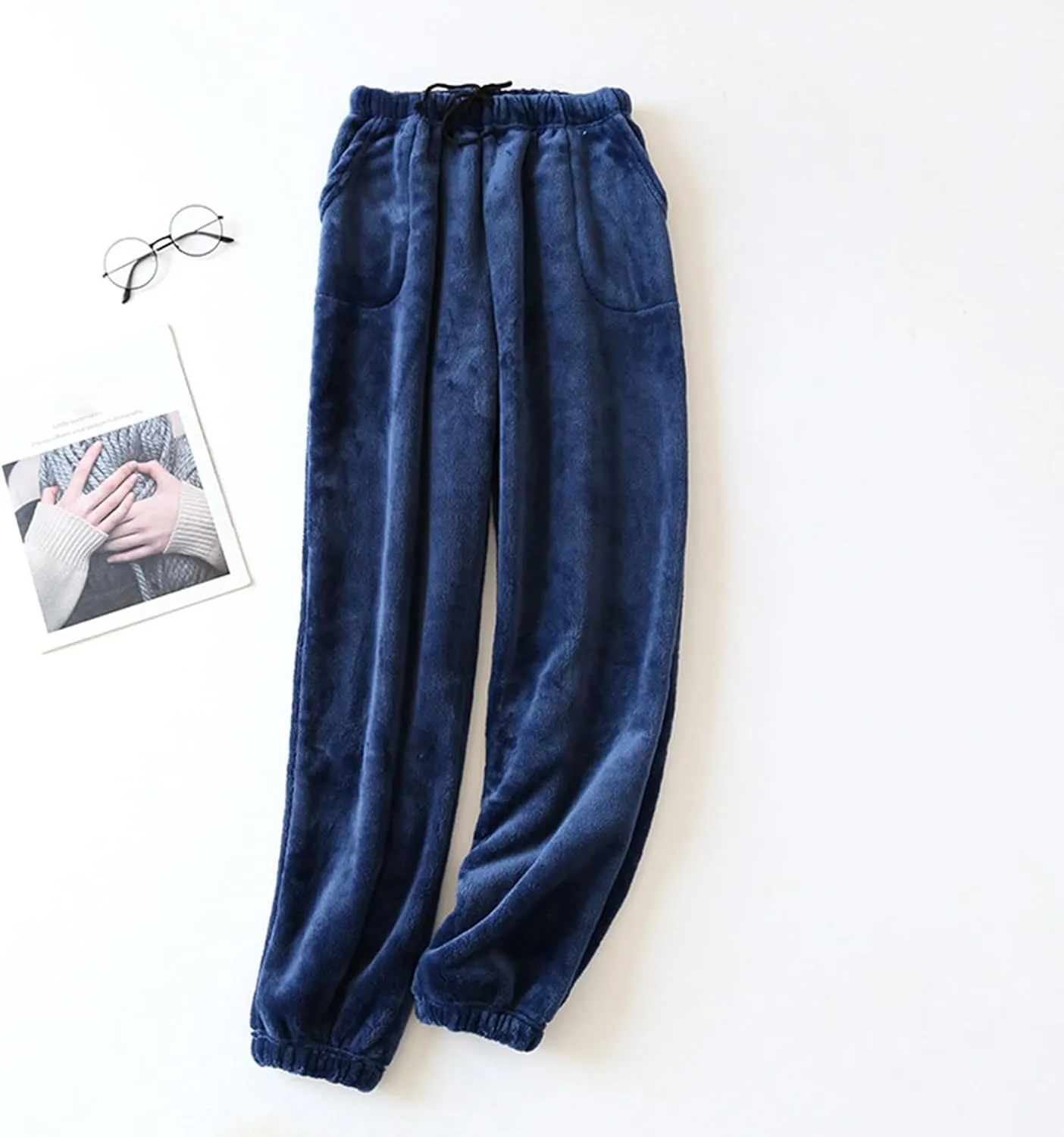 Flannel Pajama Pants Women Casual Comfy Fuzzy Pj Pants with Pockets Drawstring Waist Lounge Pants Sleepwear Pants