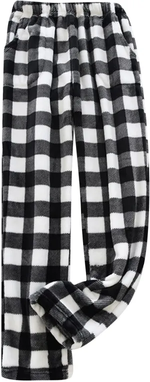 Flannel Pjs for Women Casual Sleep Pj Pants Bottoms Plush Elastic Waist Comfy Fleece Flannel Pajamas